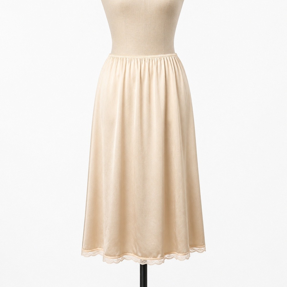 Vintage‎ Warners Perfect Measure Lace Trim Half Slip 29" Skirt Size L Tan 55300